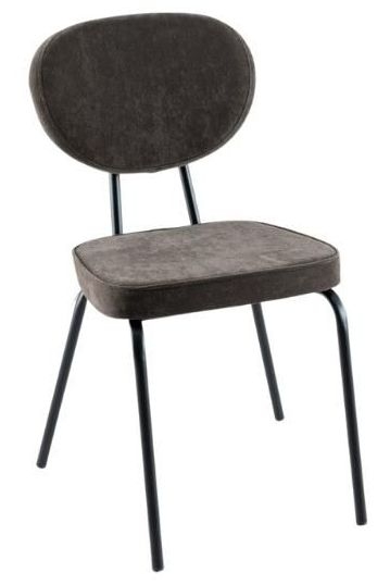 Clearance - Solomon Dark Chocolate Brown Dining Chair, Velvet Fabric Upholstered with Black Metal Legs