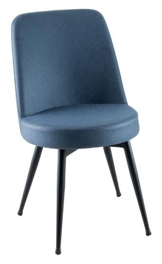 Clearance - Dover Blue Dining Chair, Velvet Fabric Upholstered with Black Metal Legs