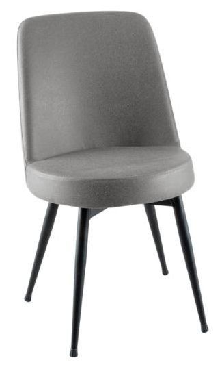 Clearance - Dover Grey Dining Chair, Velvet Fabric Upholstered with Black Metal Legs