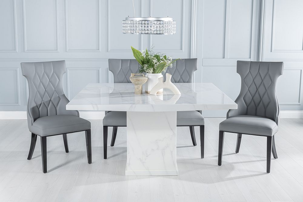 White marble deals square dining table