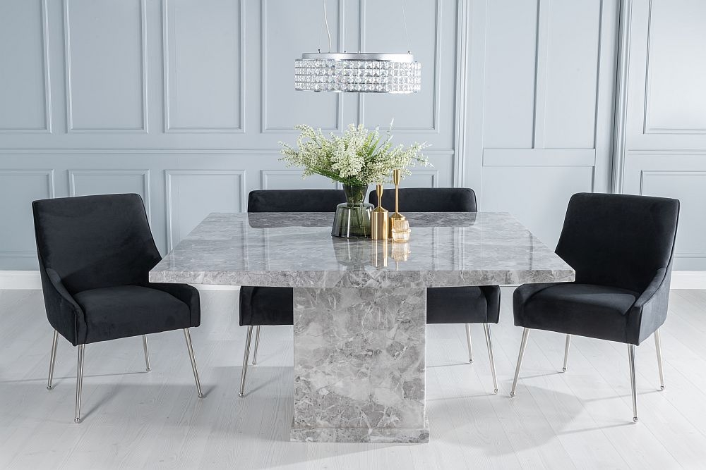 Square dining deals table marble