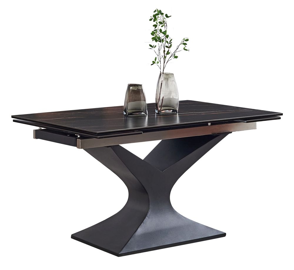 Black pedestal store dining table