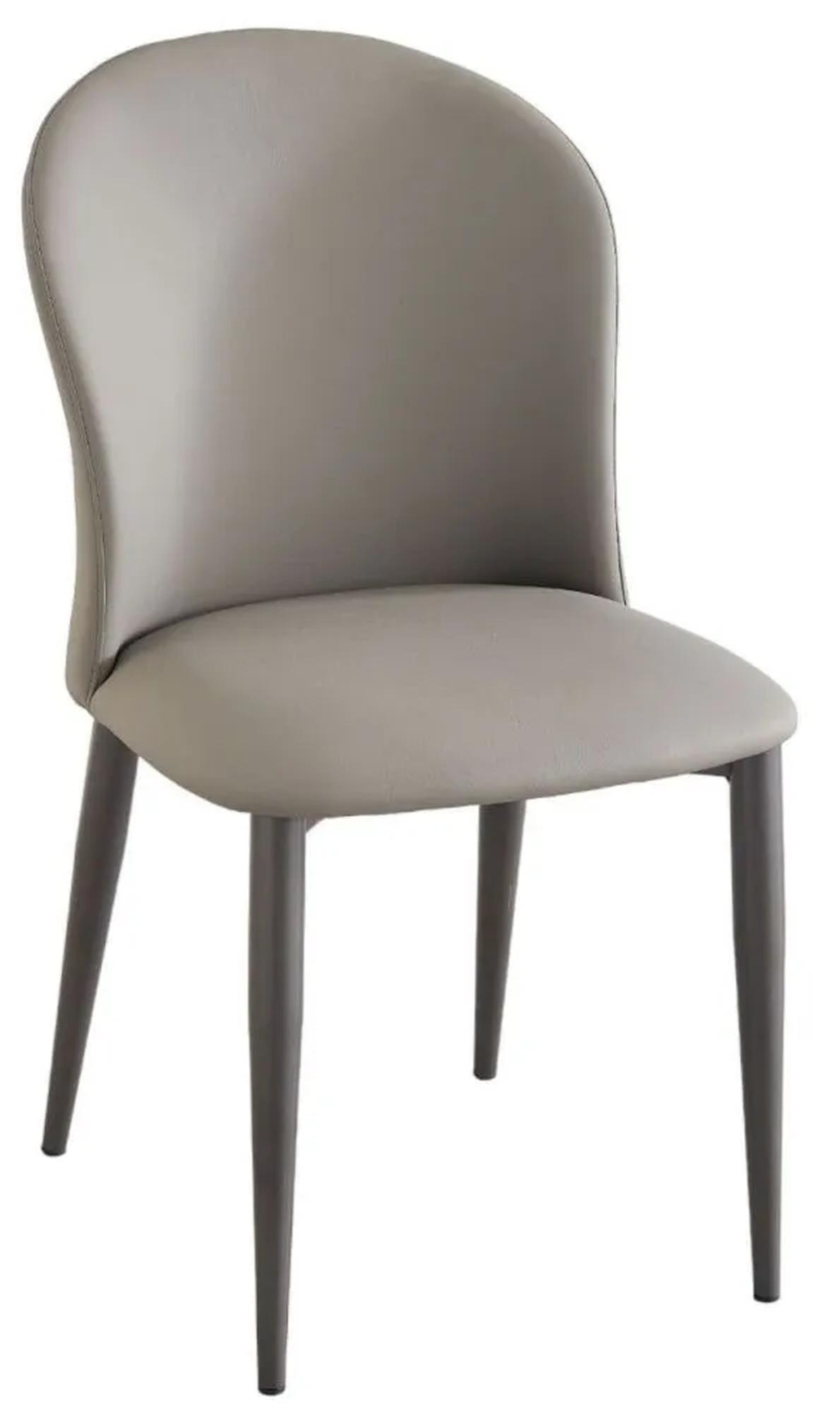 Nancy Grey Faux Leather High Back Dining Chair with Bronze Legs