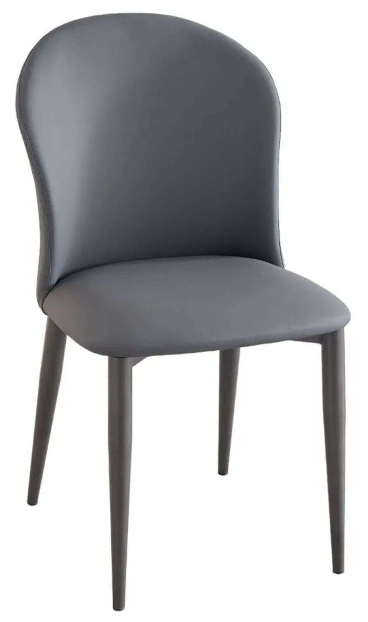 Nancy Dark Grey Faux Leather High Back Dining Chair with Bronze Legs