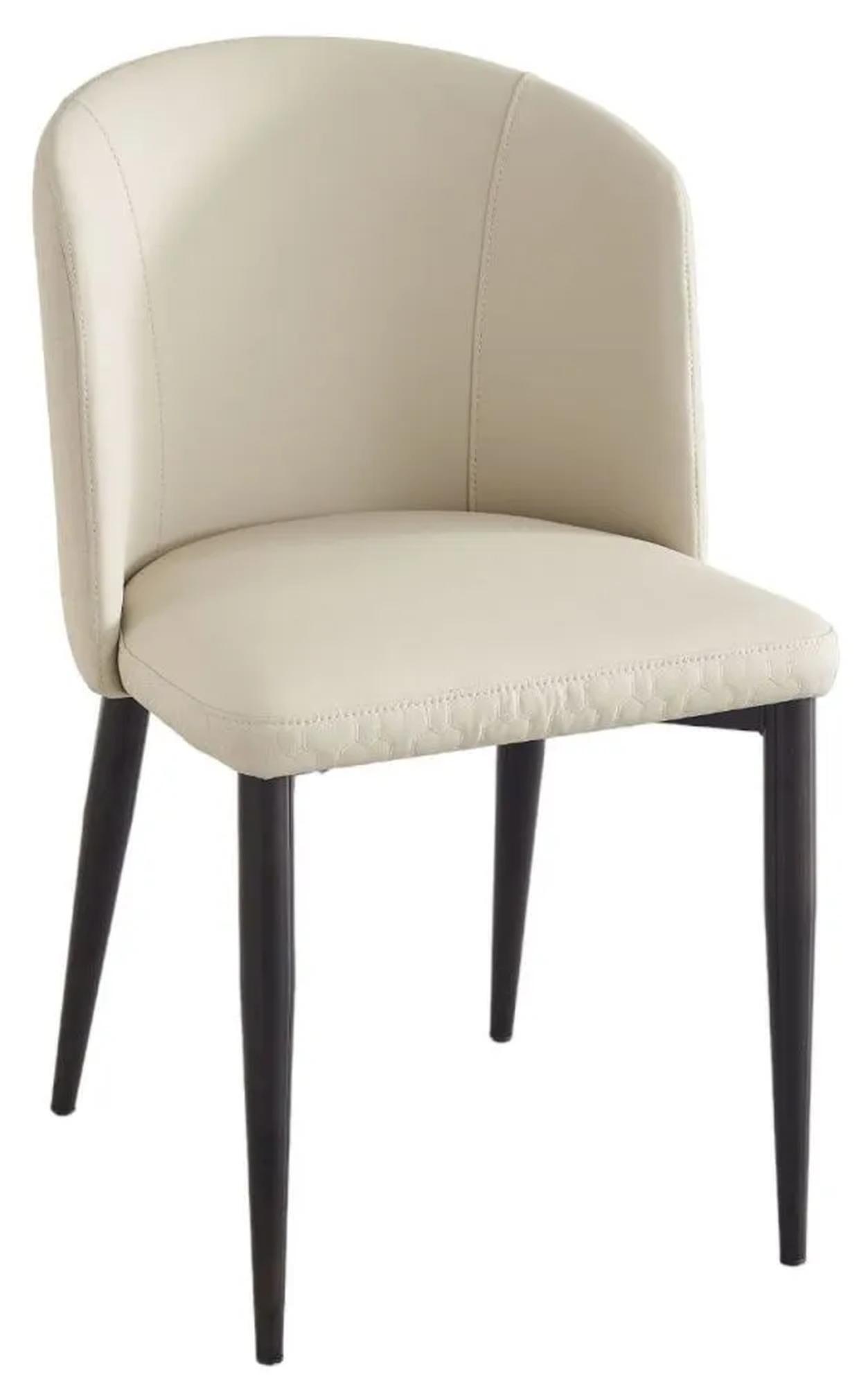 Deco Cream Faux Leather High Back Dining Chair with Black Legs