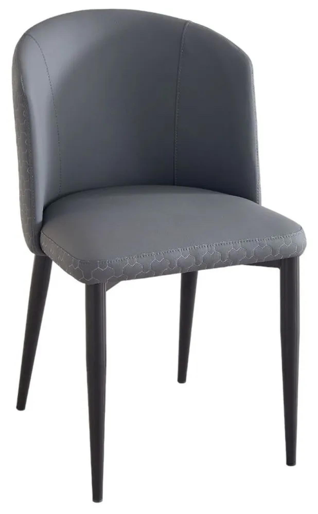 Deco Dark Grey Faux Leather High Back Dining Chair with Black Legs