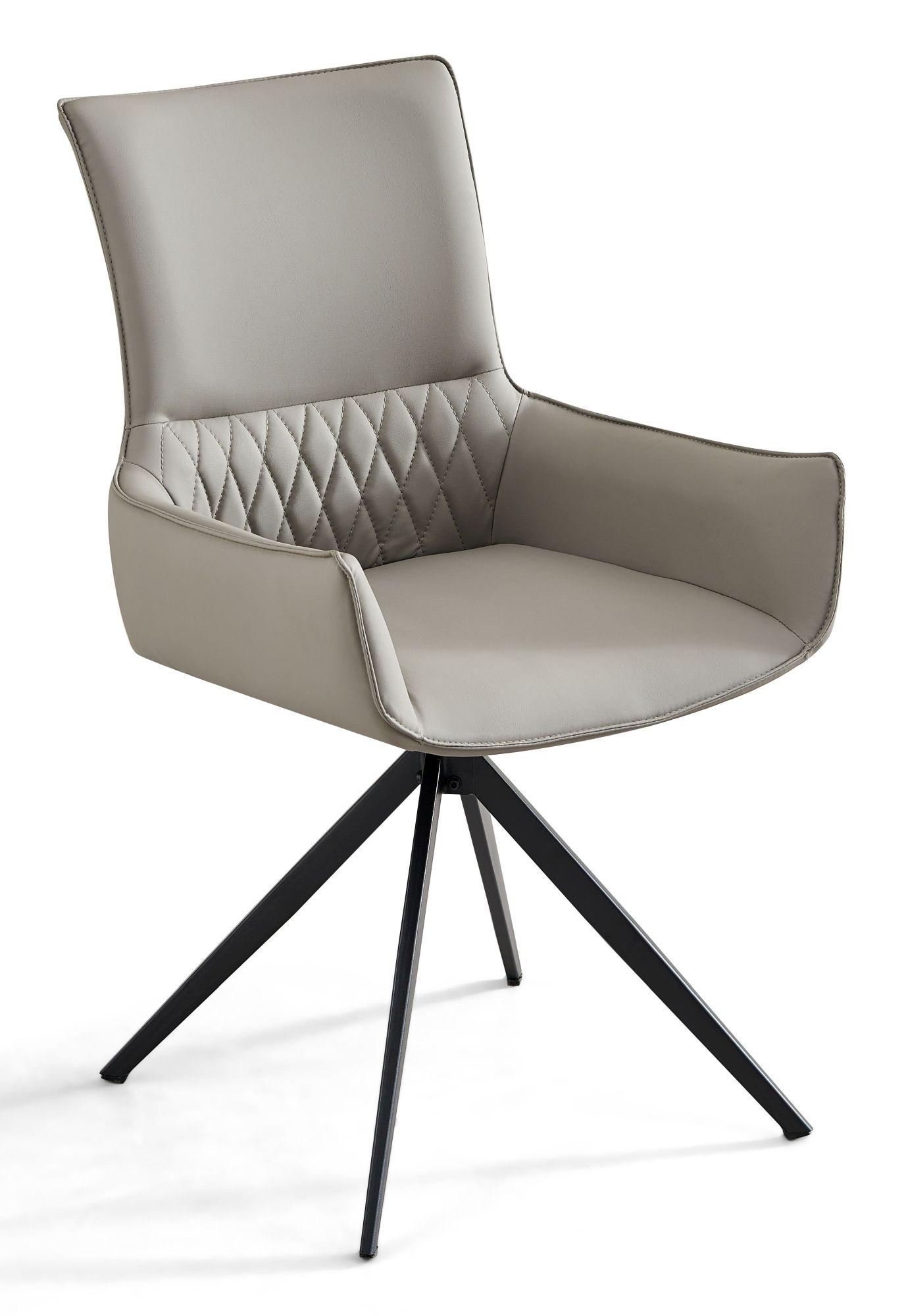 Chicago Dark Grey Faux Leather Swivel Dining Chair with Black Legs