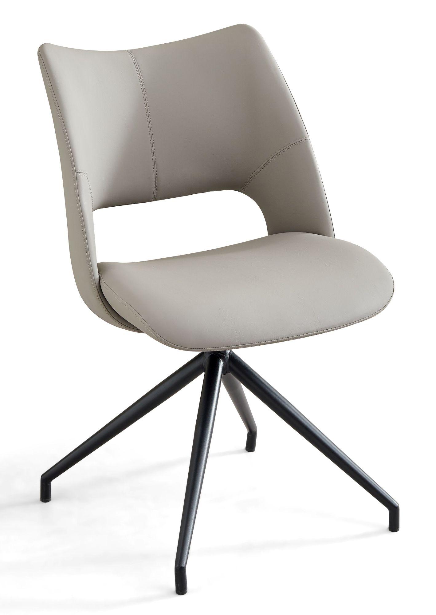 Lisbon Dark Grey Faux Leather Swivel Dining Chair with Black Legs