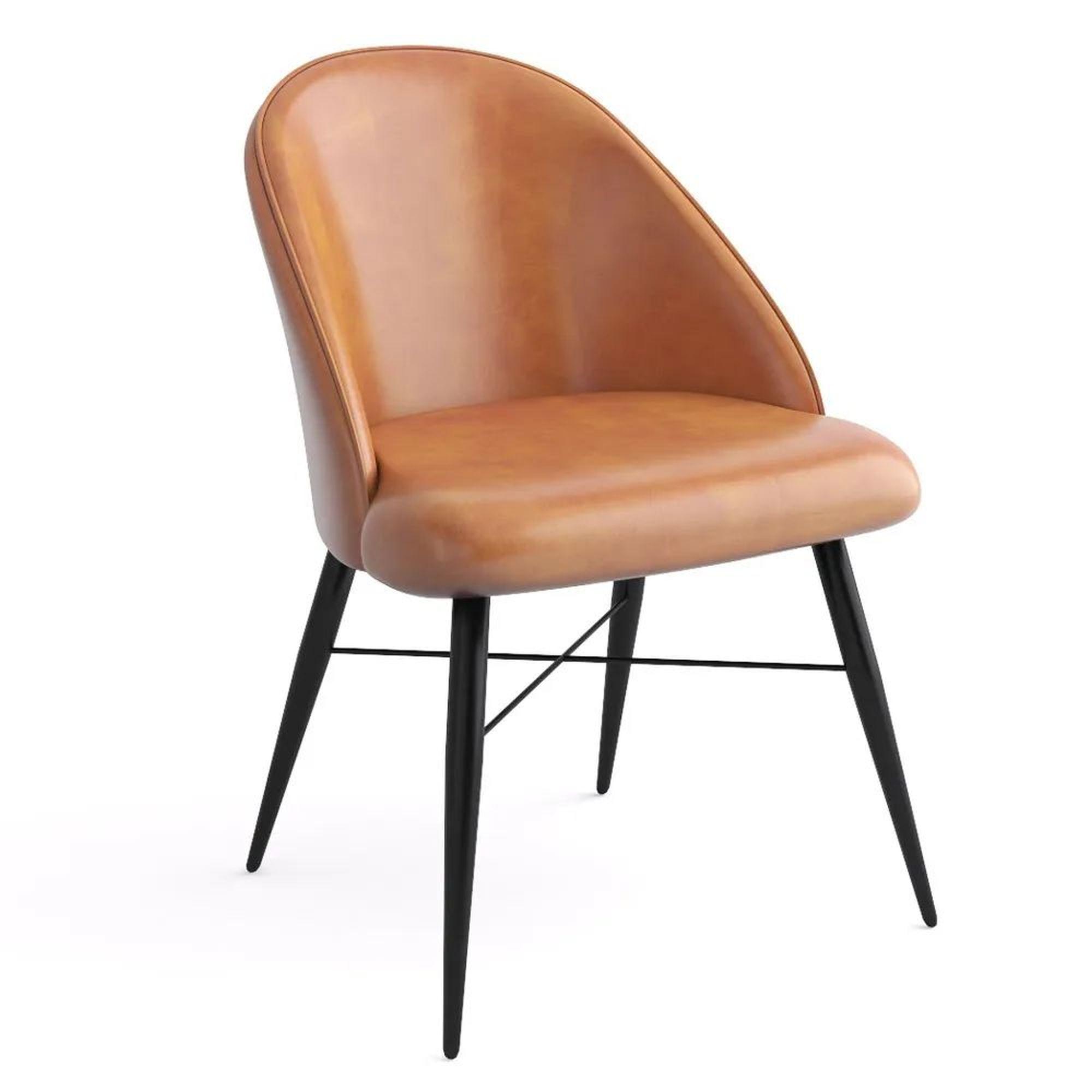 Bobby Tan Real Leather Dining Chair with Black Legs (Sold in Pairs)