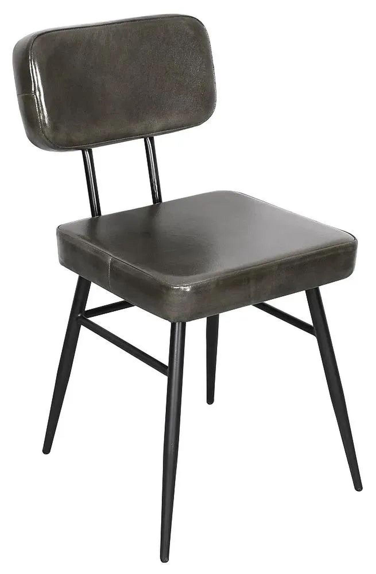 Louise Black Dining Chair, Genuine Leather with Metal Legs (Sold in Pairs)