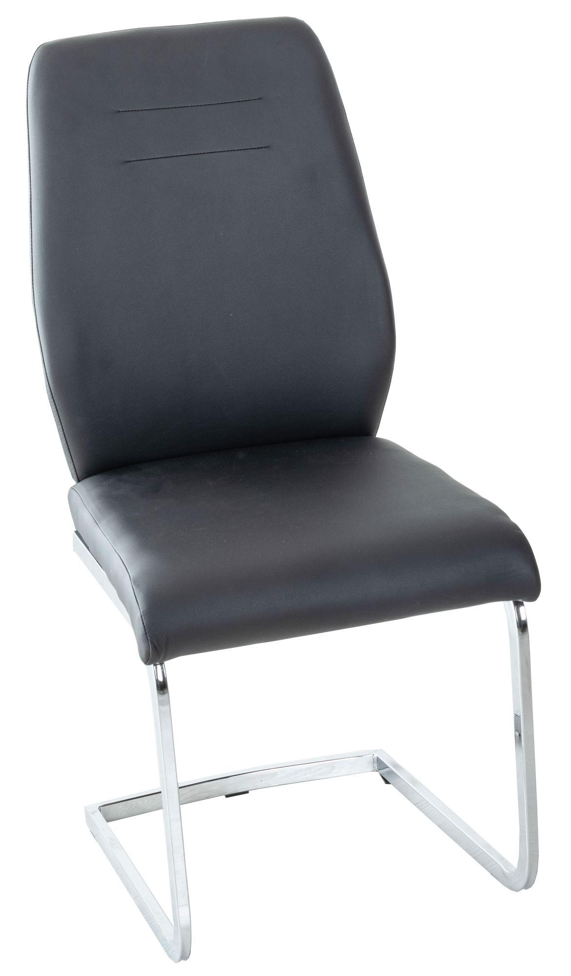 Oslo Black Leather Dining Chair with Stainless Steel Cantiliver Base