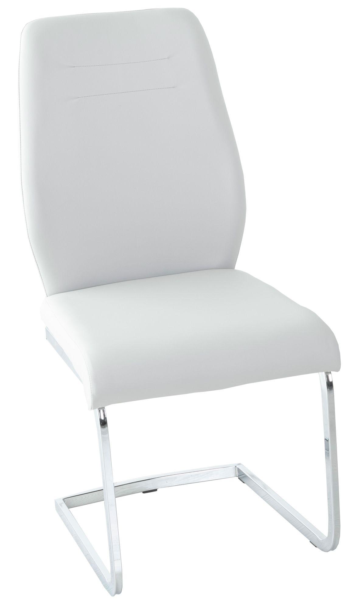 Oslo Grey Leather Dining Chair with Brushed Stainless Steel Cantiliver Base