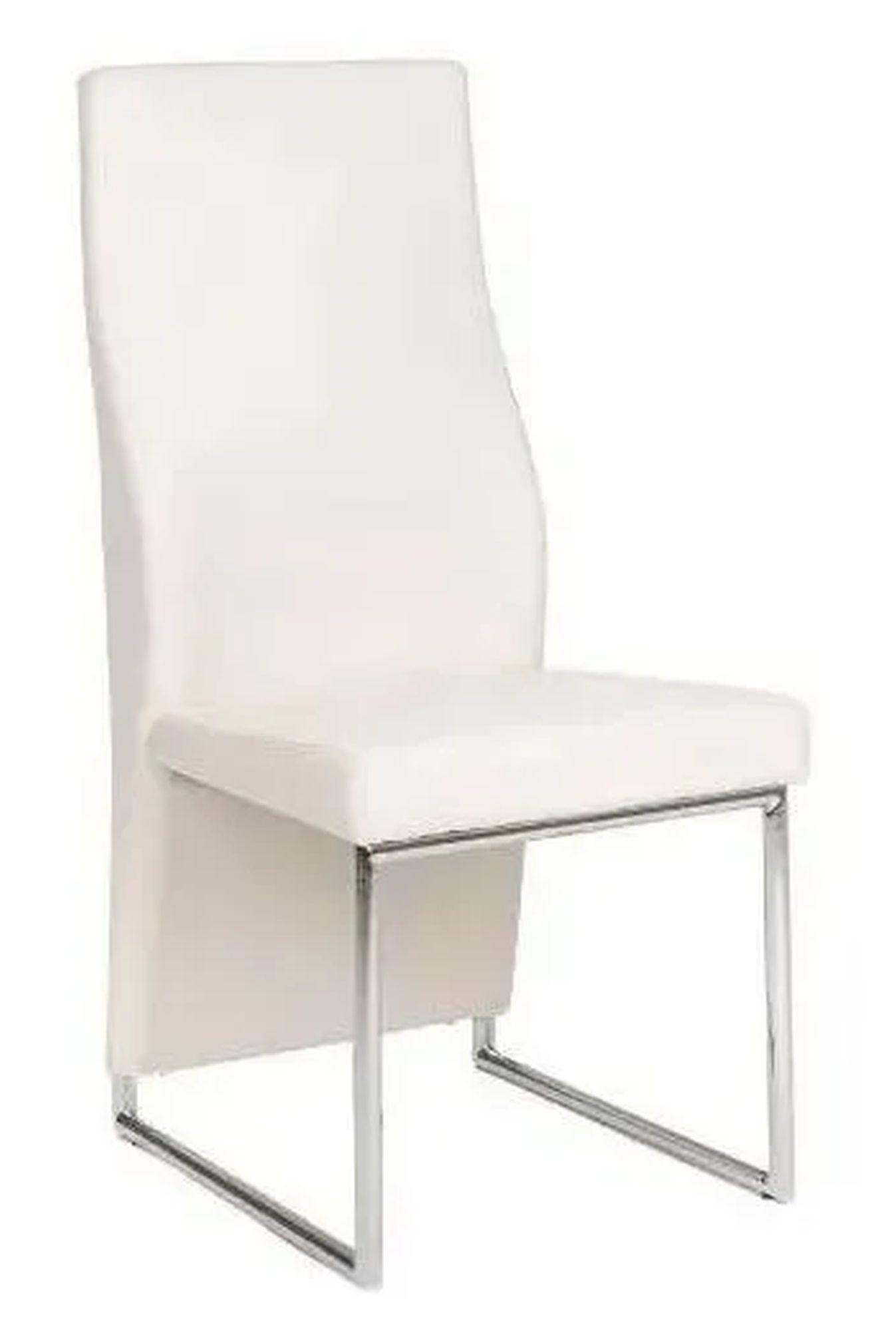 Perth Cream Dining Chair, Leather - Faux PU with High Back and Stainless Steel Chrome Base