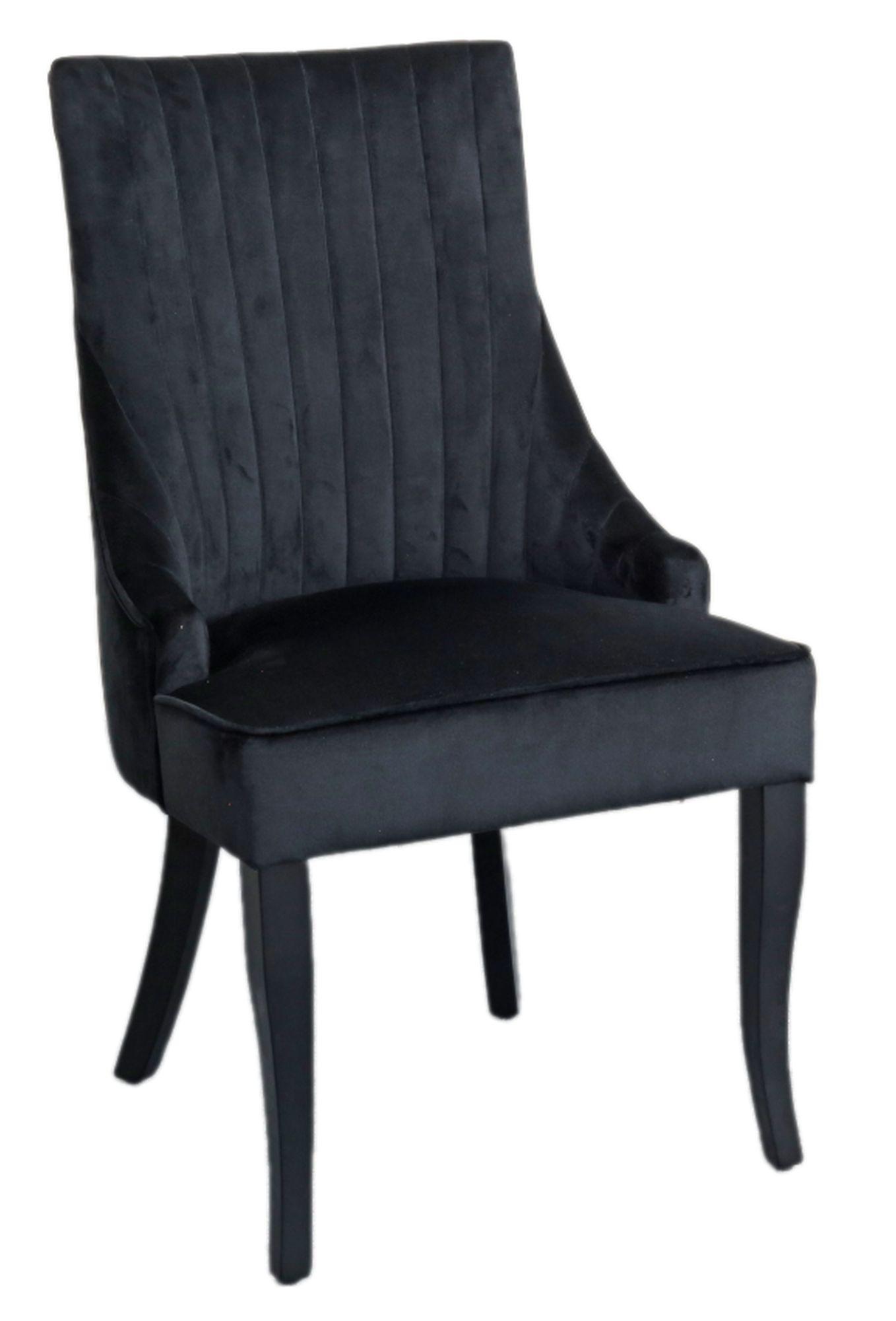 Sofie Black Dining Chair, Tufted Velvet Fabric Upholstered with Black Wooden Legs