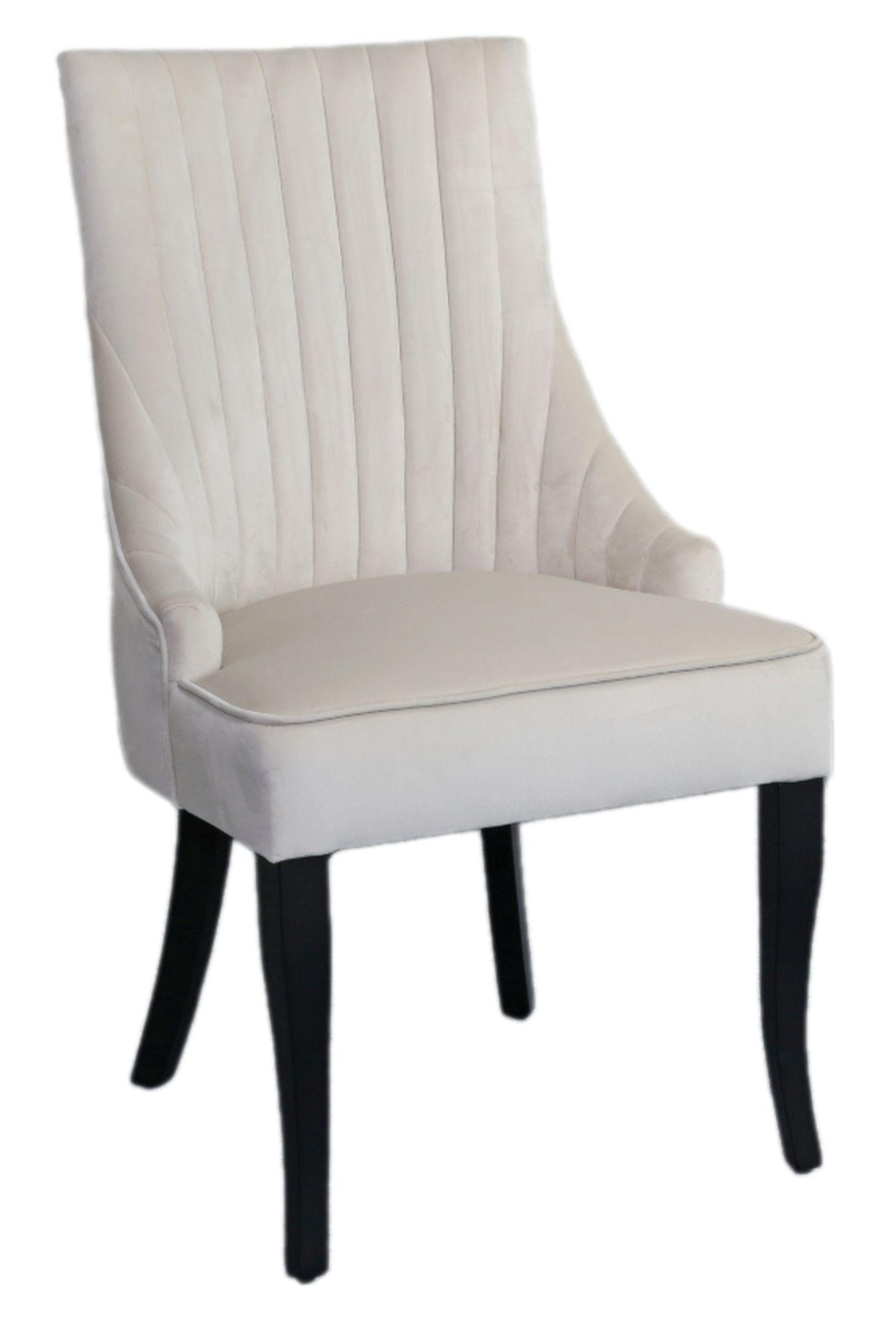 Sofie Champagne Dining Chair, Tufted Velvet Fabric Upholstered with Black Wooden Legs