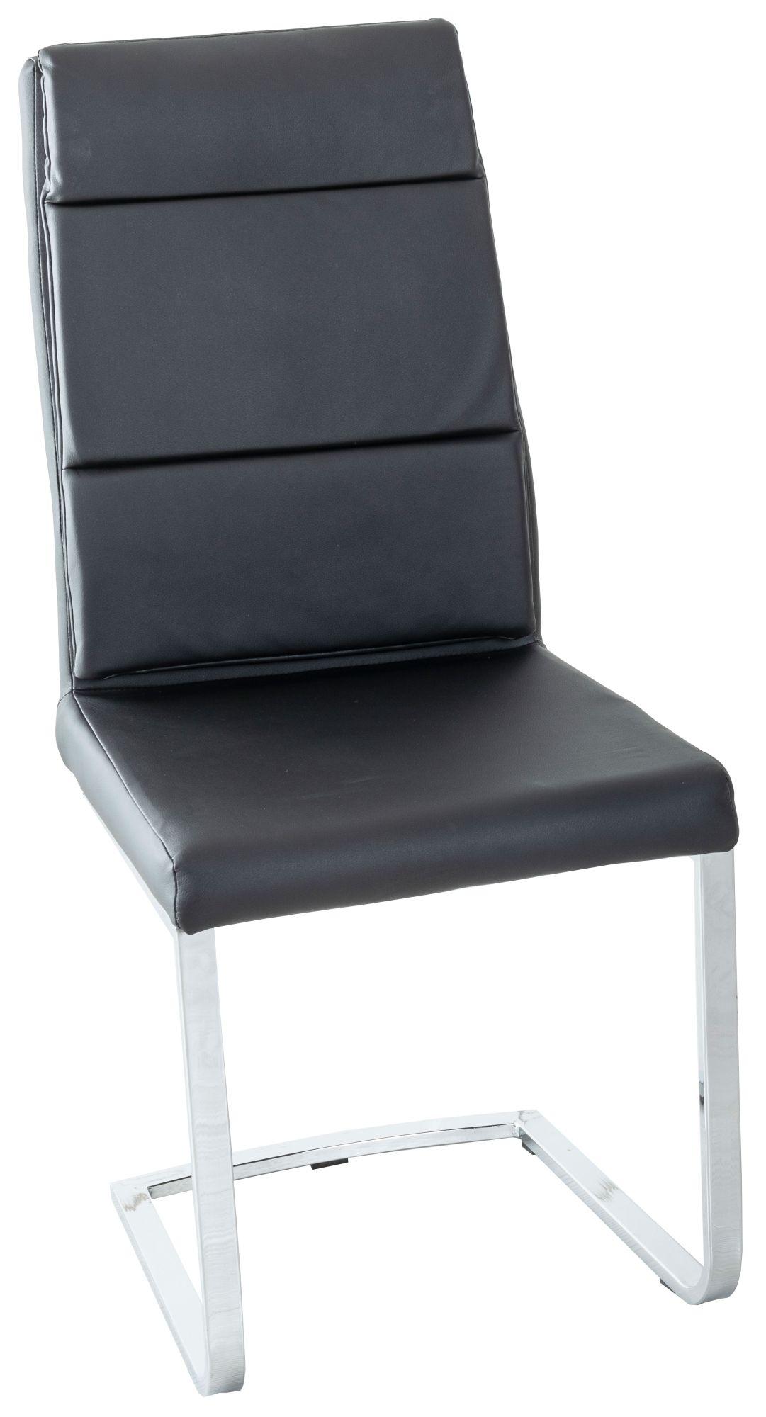 Arabella Black Dining Chair, Leather - Faux PU with Stainless Steel Chrome Cantiliver Base