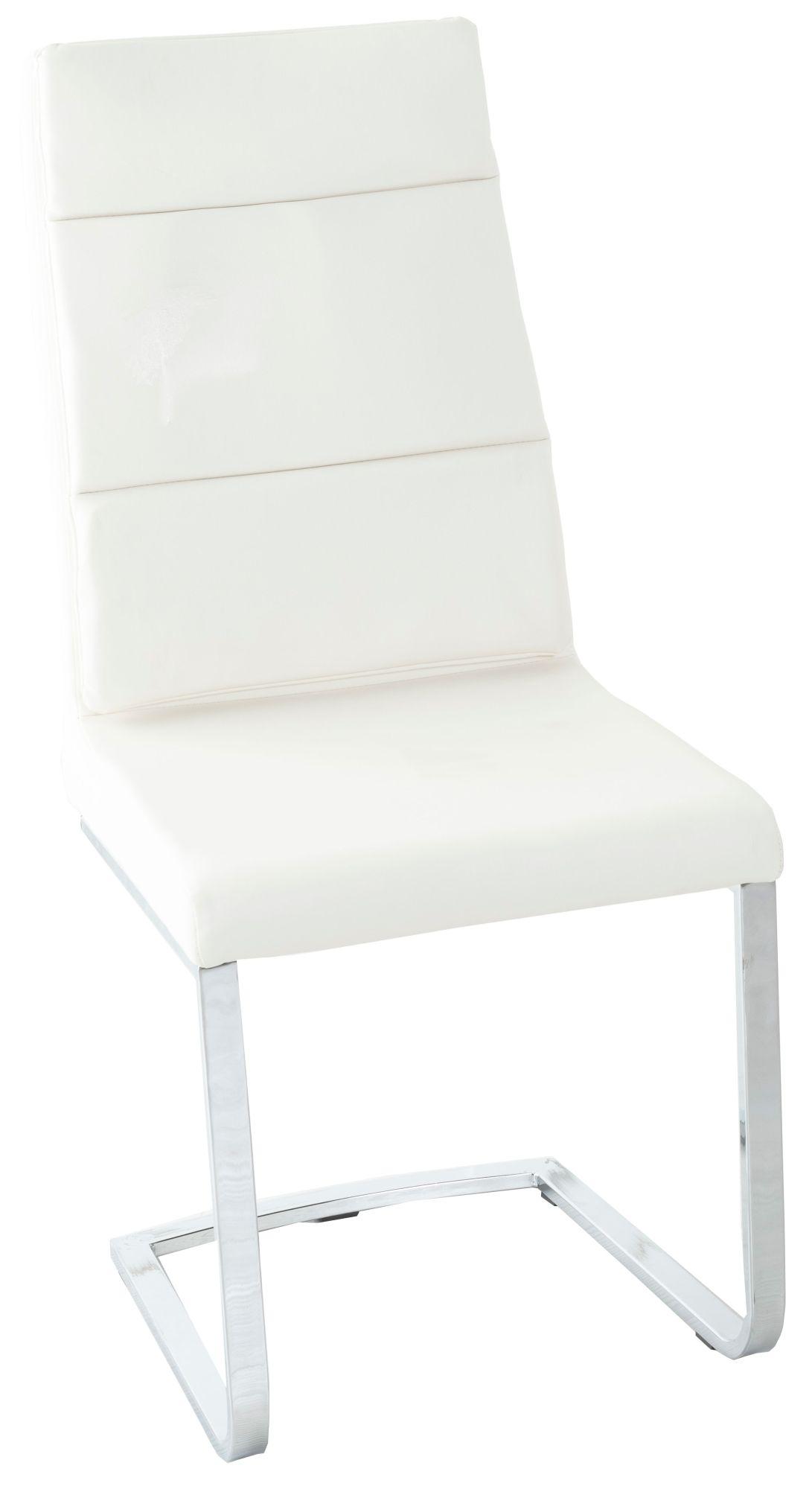 Arabella Cream Dining Chair, Leather - Faux PU with Stainless Steel Chrome Cantiliver Base