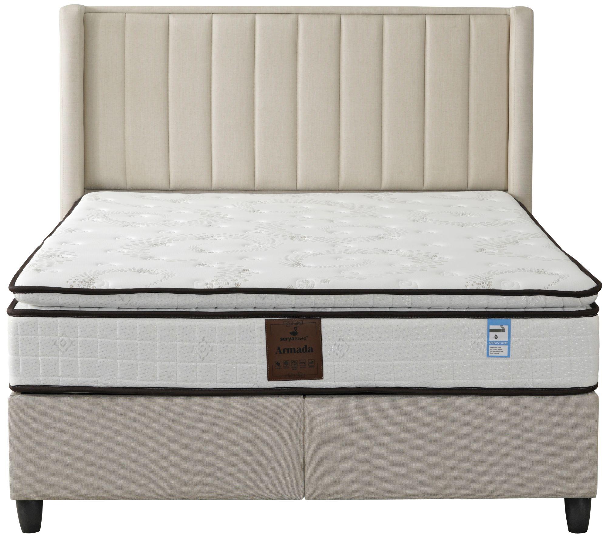 Madison Cream Fabric Upholstered Ottoman Storage Bed - Comes in Double and King Size