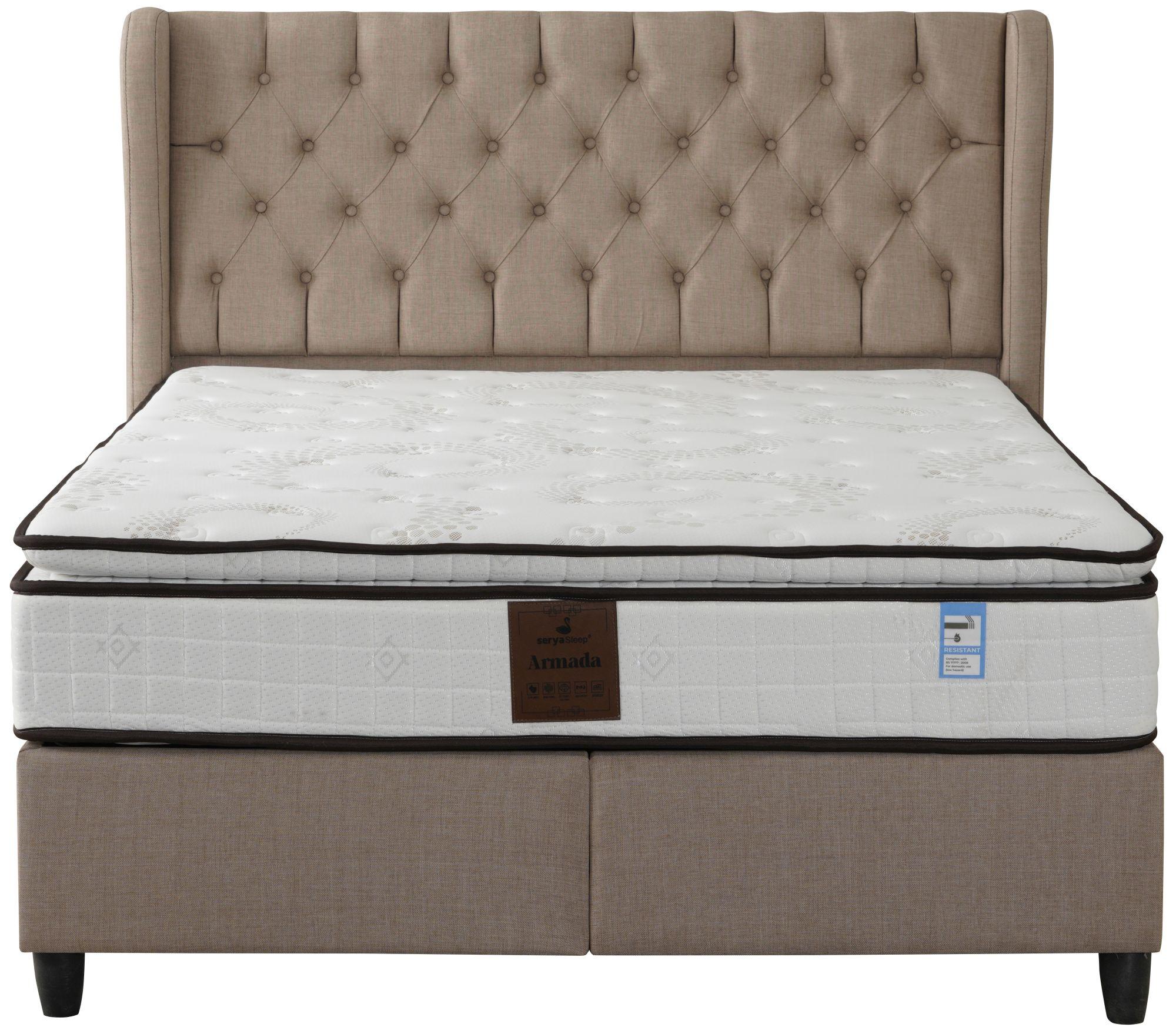 Sana Beige Fabric Upholstered Ottoman Storage Bed - Comes in Double and King Size