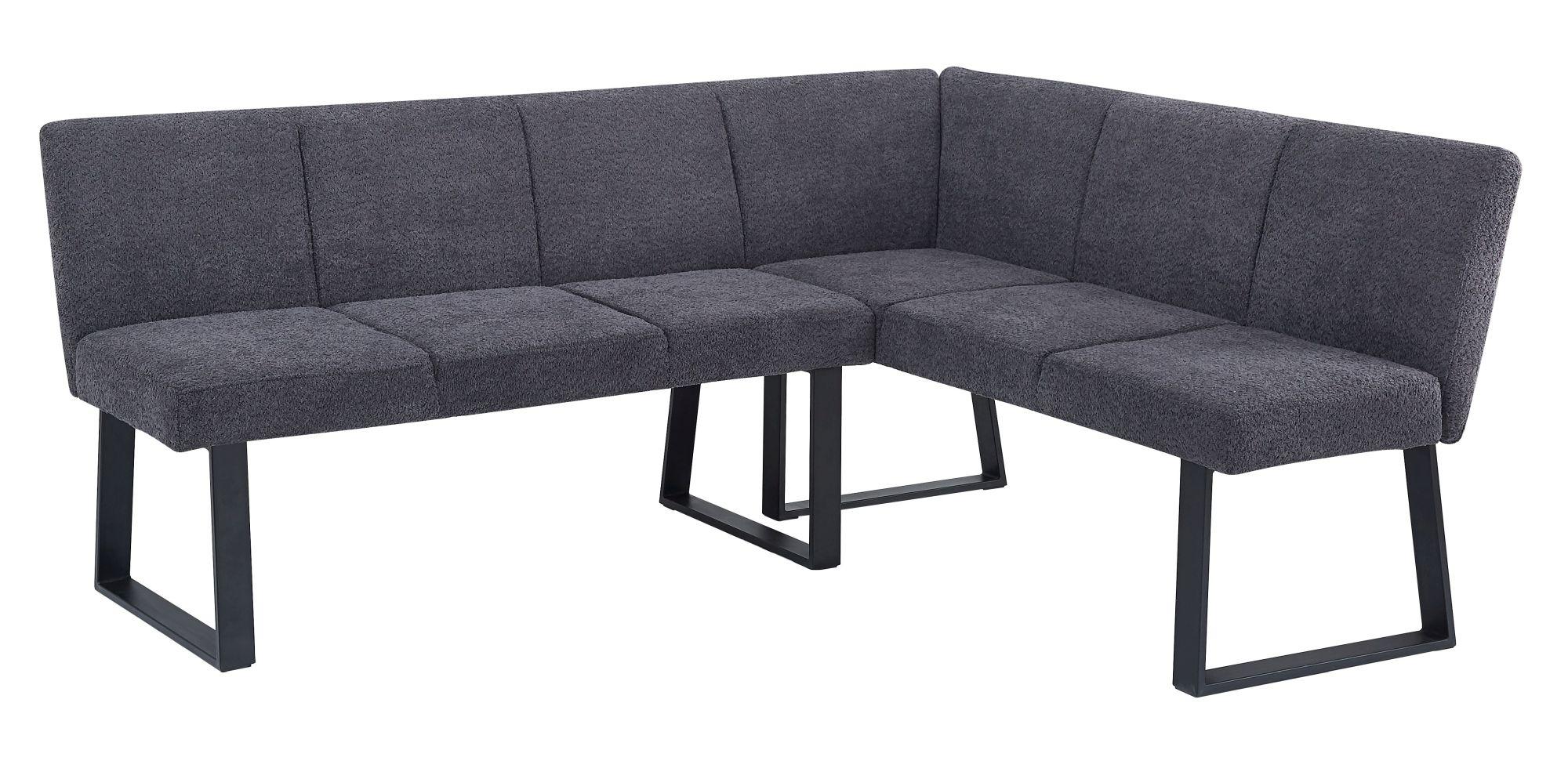 Bronx Dark Grey Fabric Corner Dining Bench - RHF