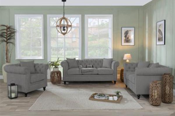 Urban Deco Chesterfield Grey Sofa
