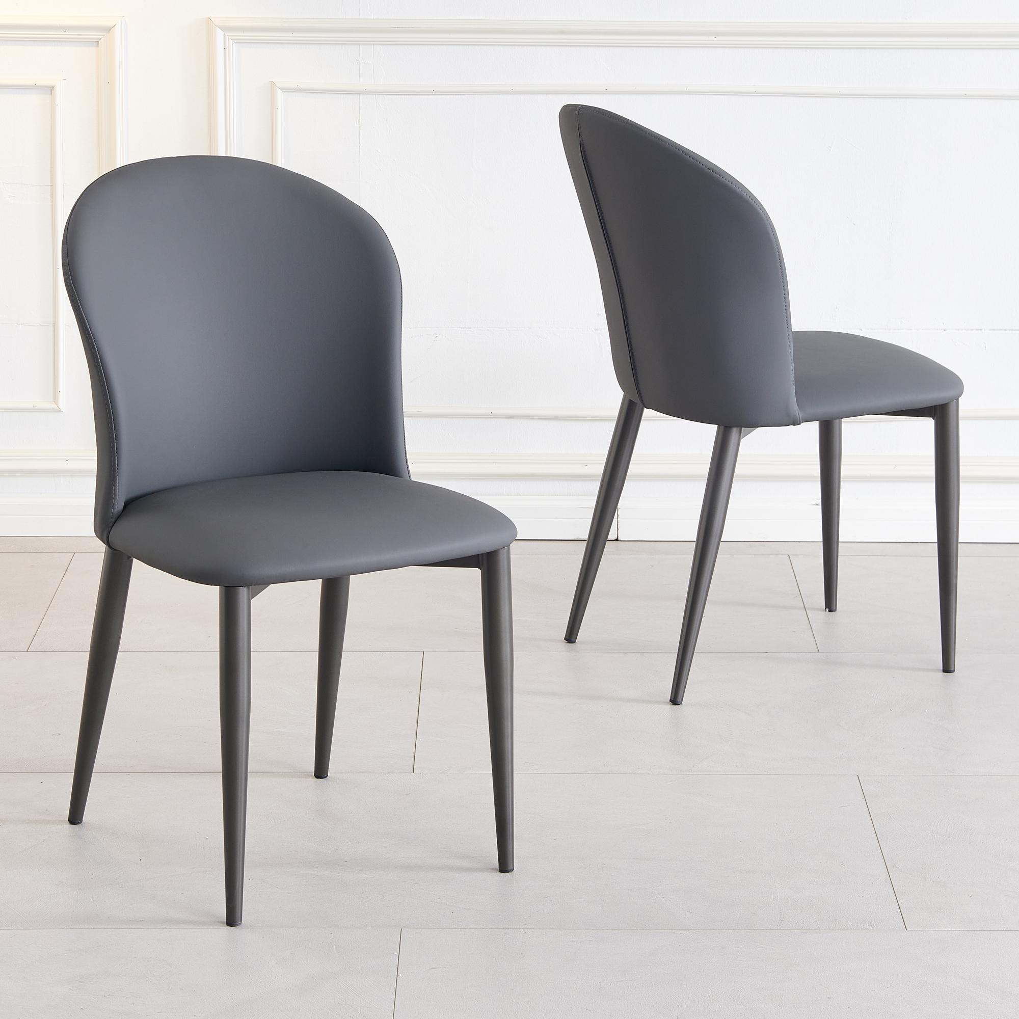 Clearance - 2 x Nancy Dark Grey Leather Dining Chair - Brand New Item