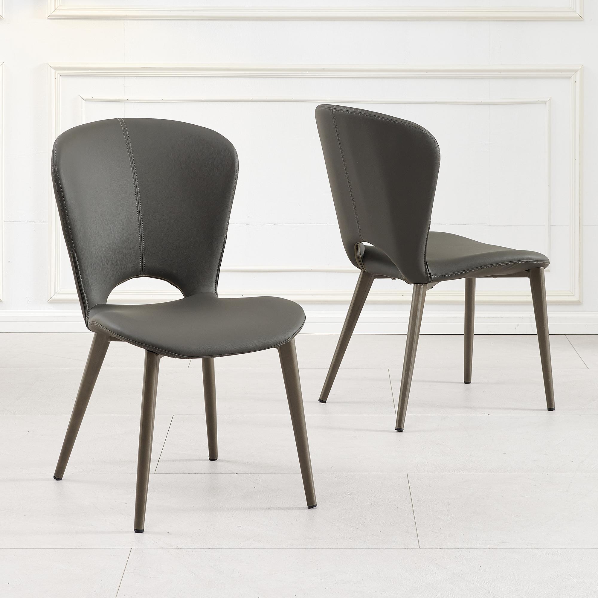2 x Clooney Dark Grey Leather Dining Chair