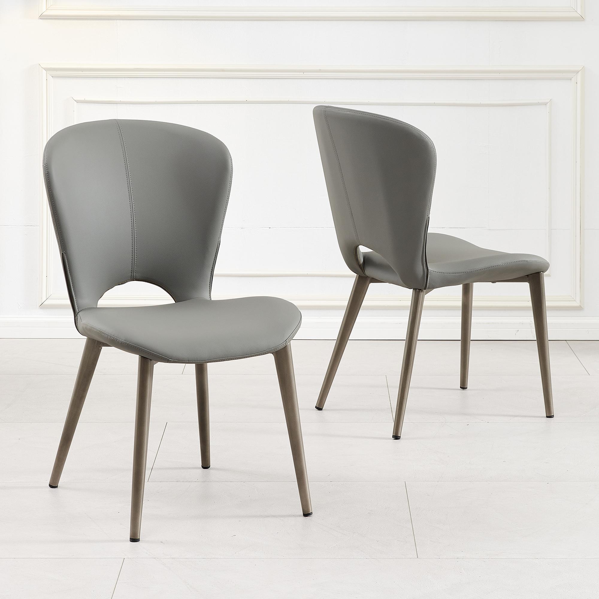 2 x Clooney Grey Leather Dining Chair
