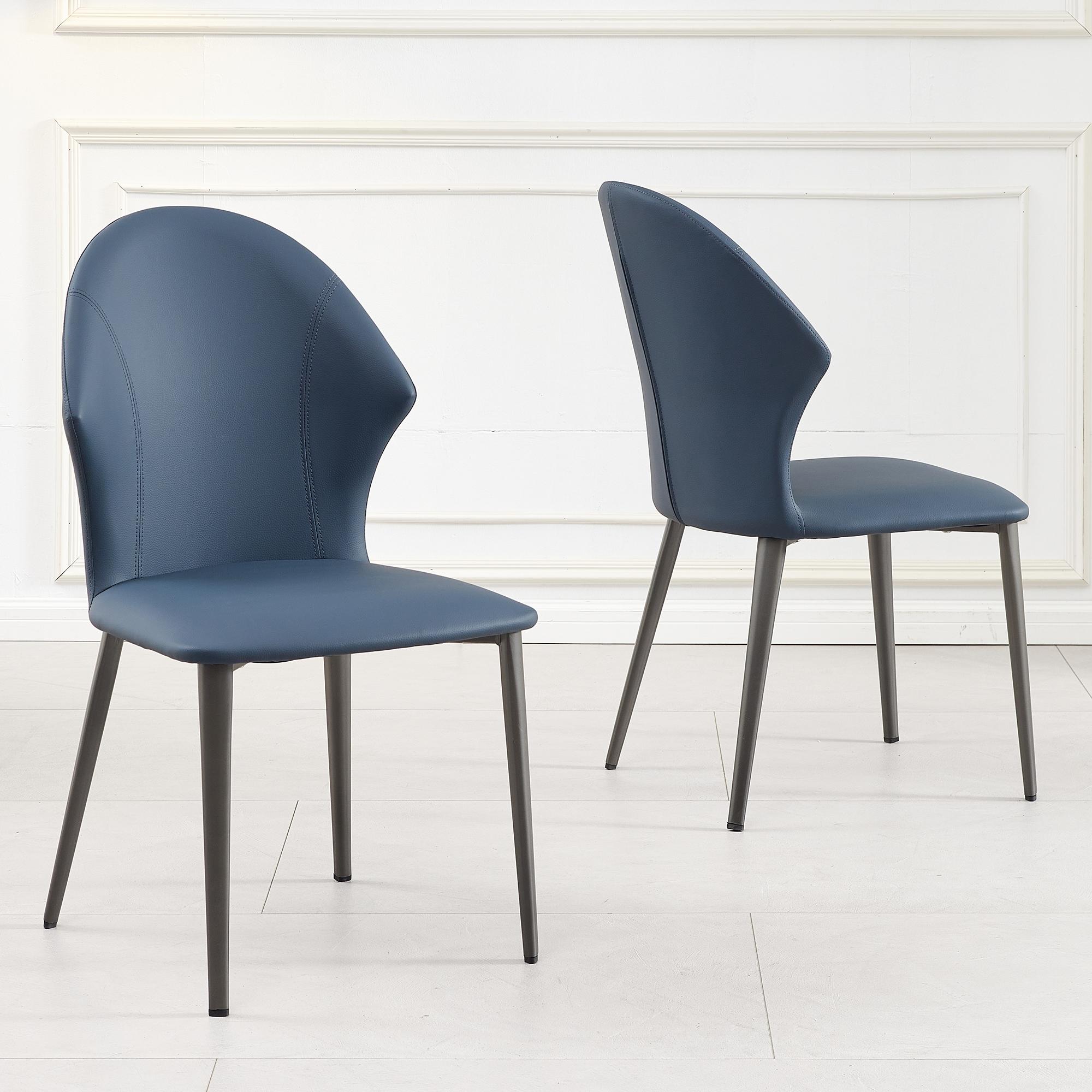 2 x Elaine Blue Leather Dining Chair