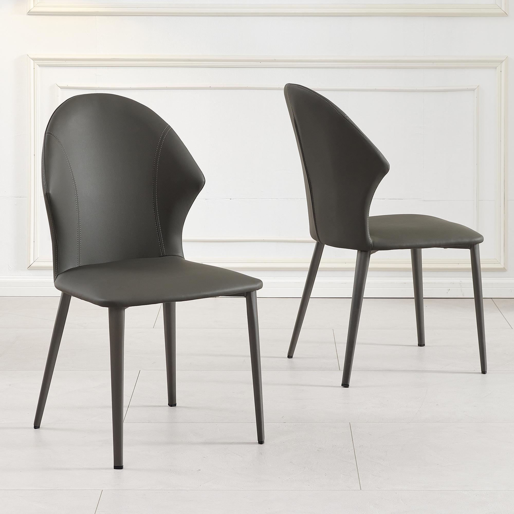 2 x Elaine Dark Grey Leather Dining Chair