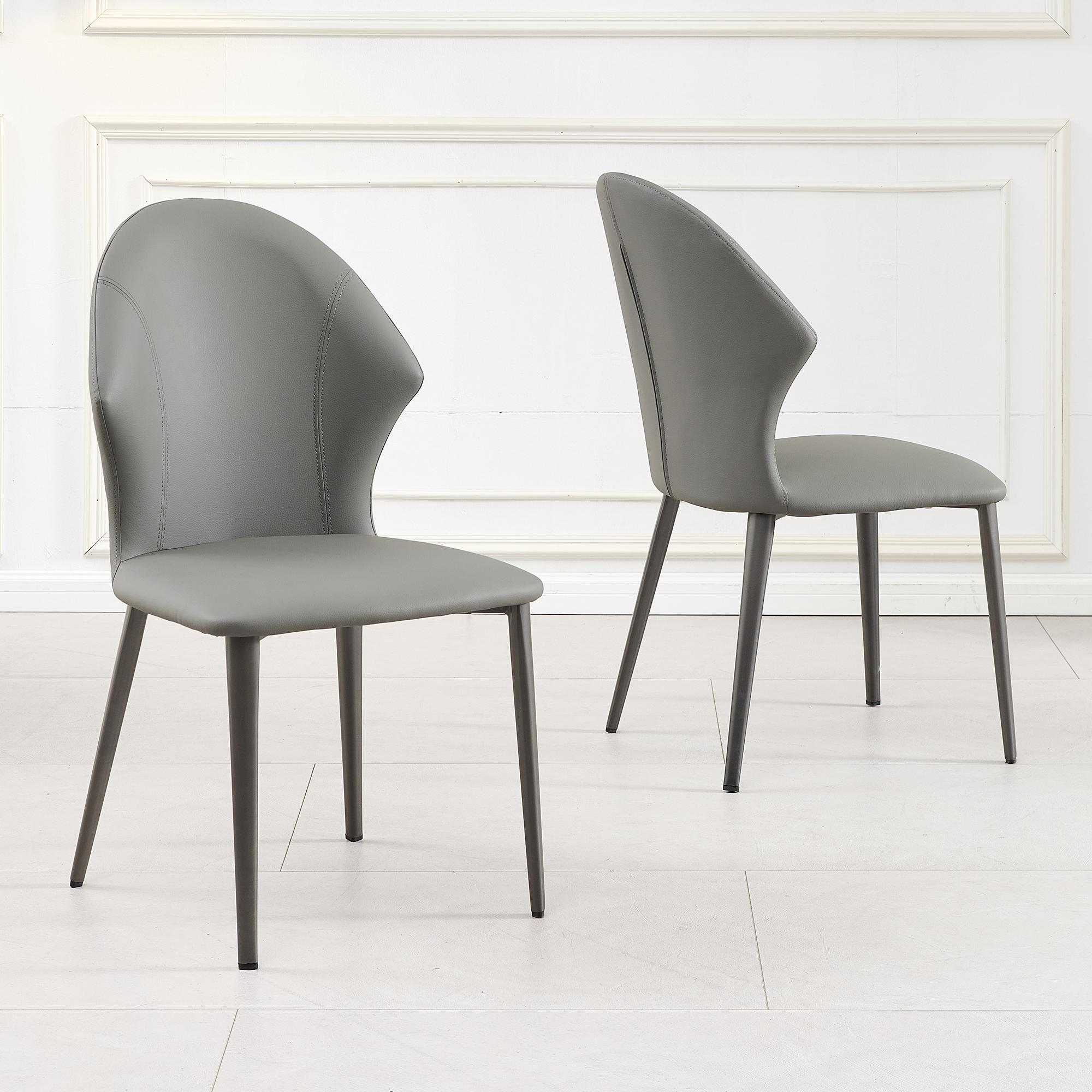 2 x Elaine Grey Leather Dining Chair
