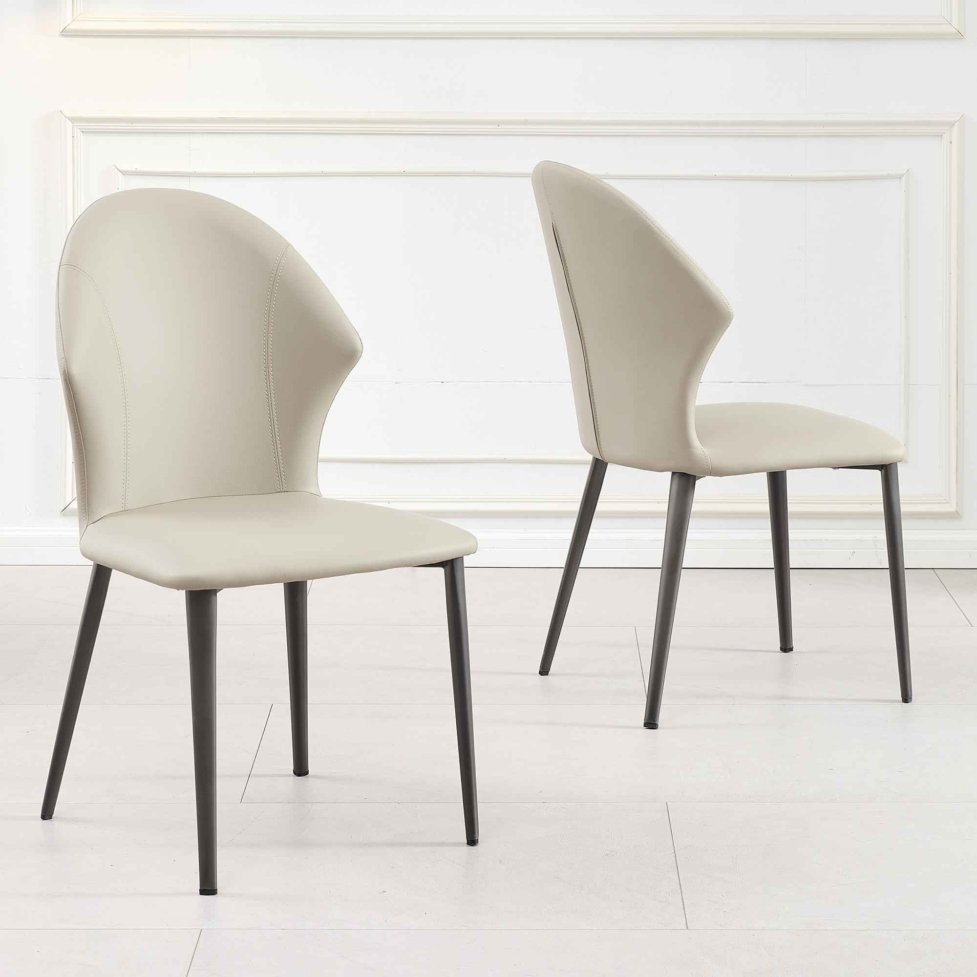2 x Elaine Taupe Leather Dining Chair
