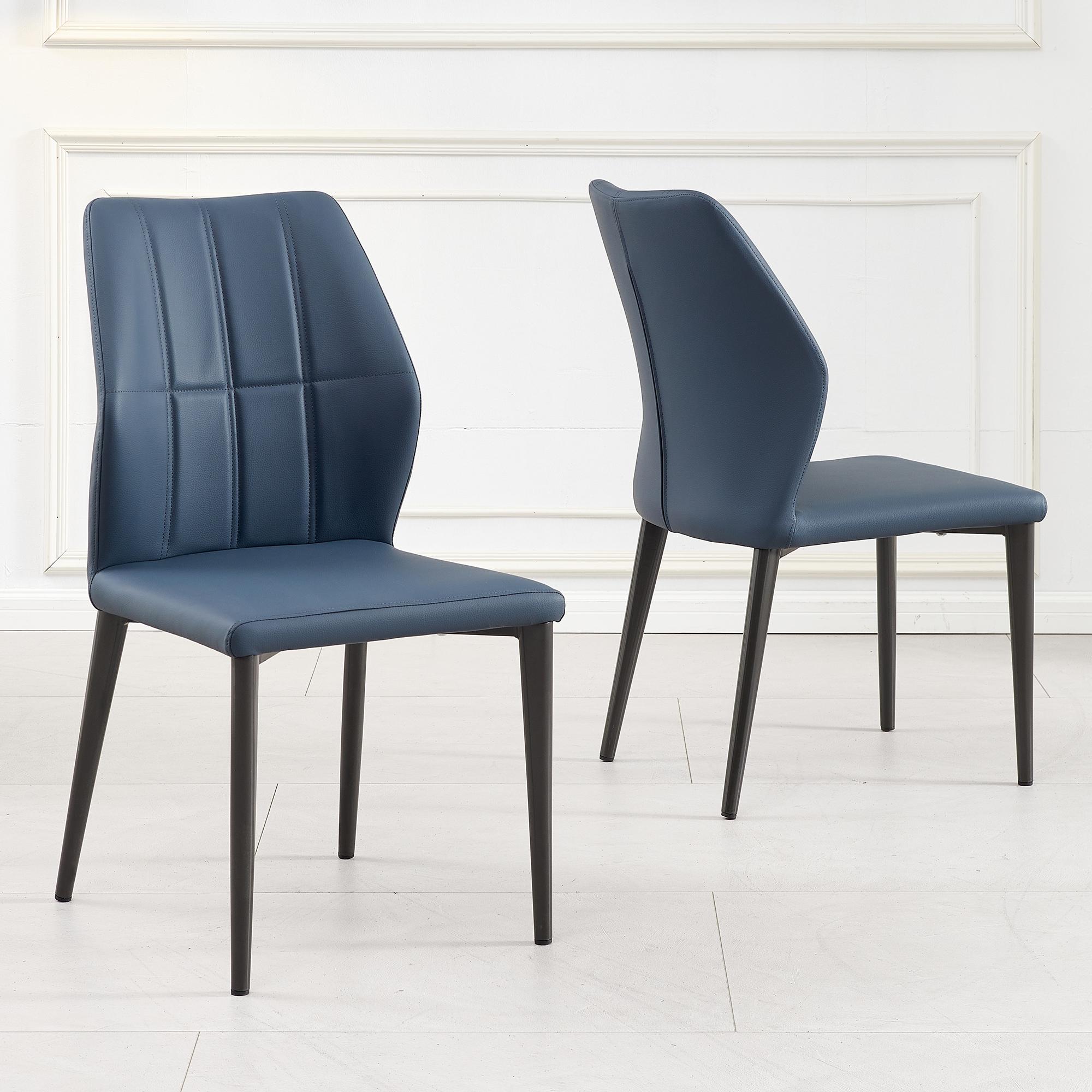 2 x Harrow Blue Leather Dining Chair