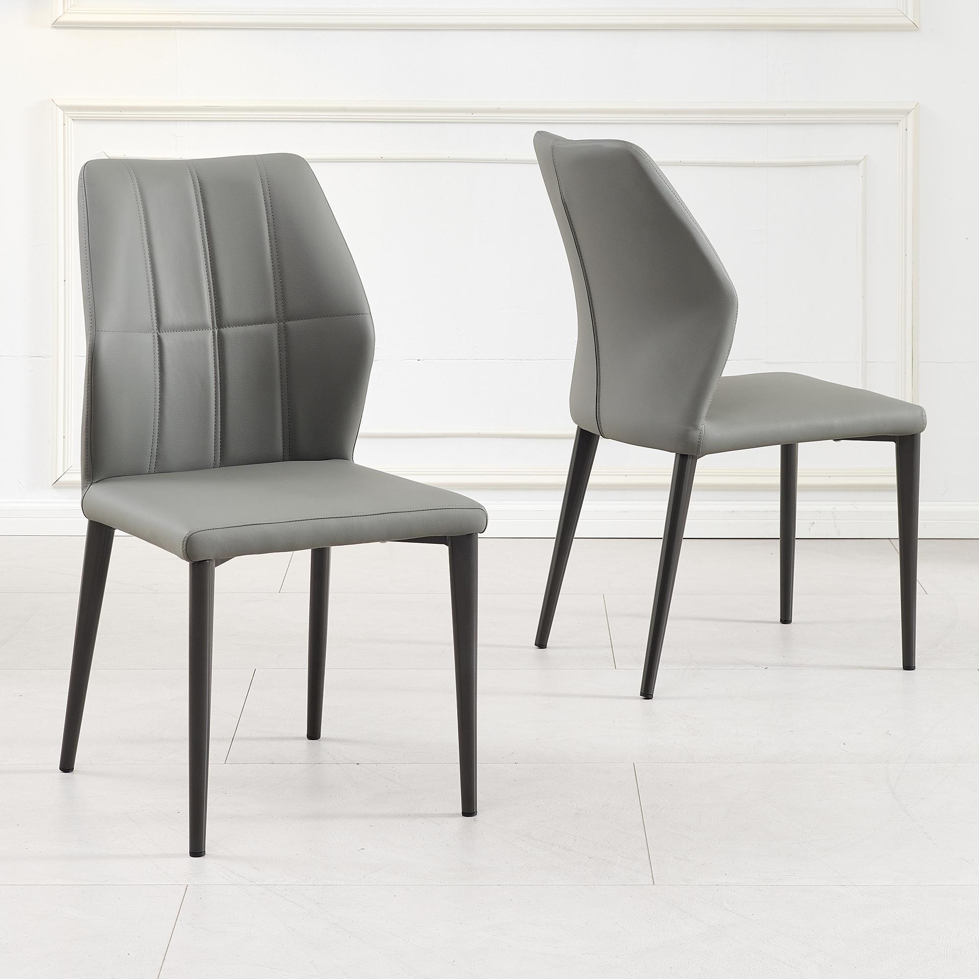 2 x Harrow Grey Leather Dining Chair