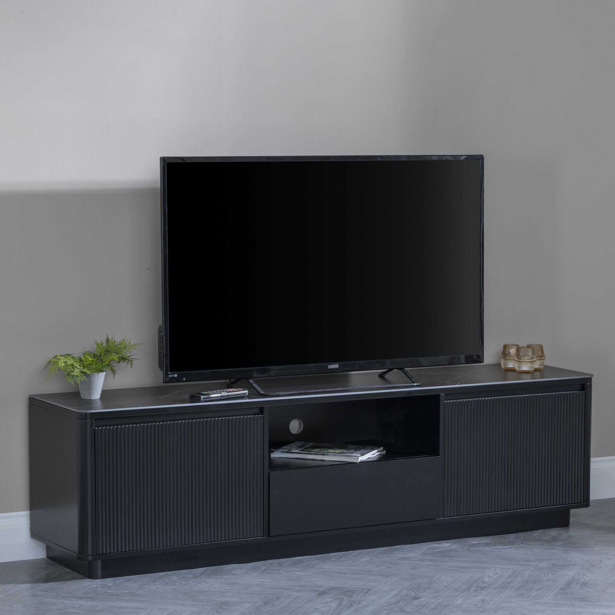 Morgan Black Ceramic Fluted TV Unit
