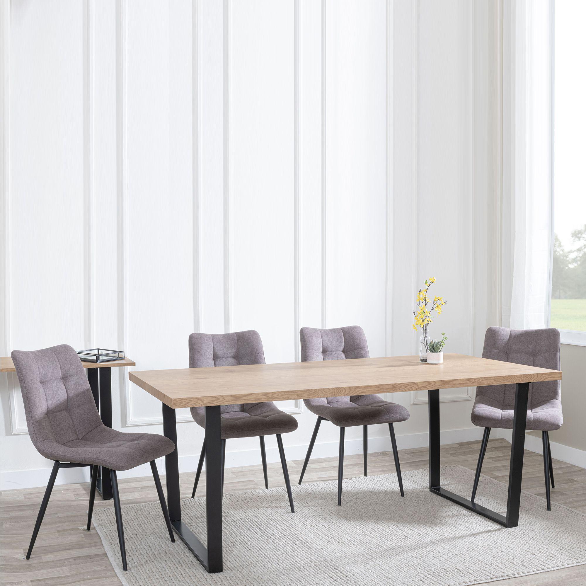 Clearance - Texas Oak Effect Dining Set - Corona Camel Fabric Chairs
