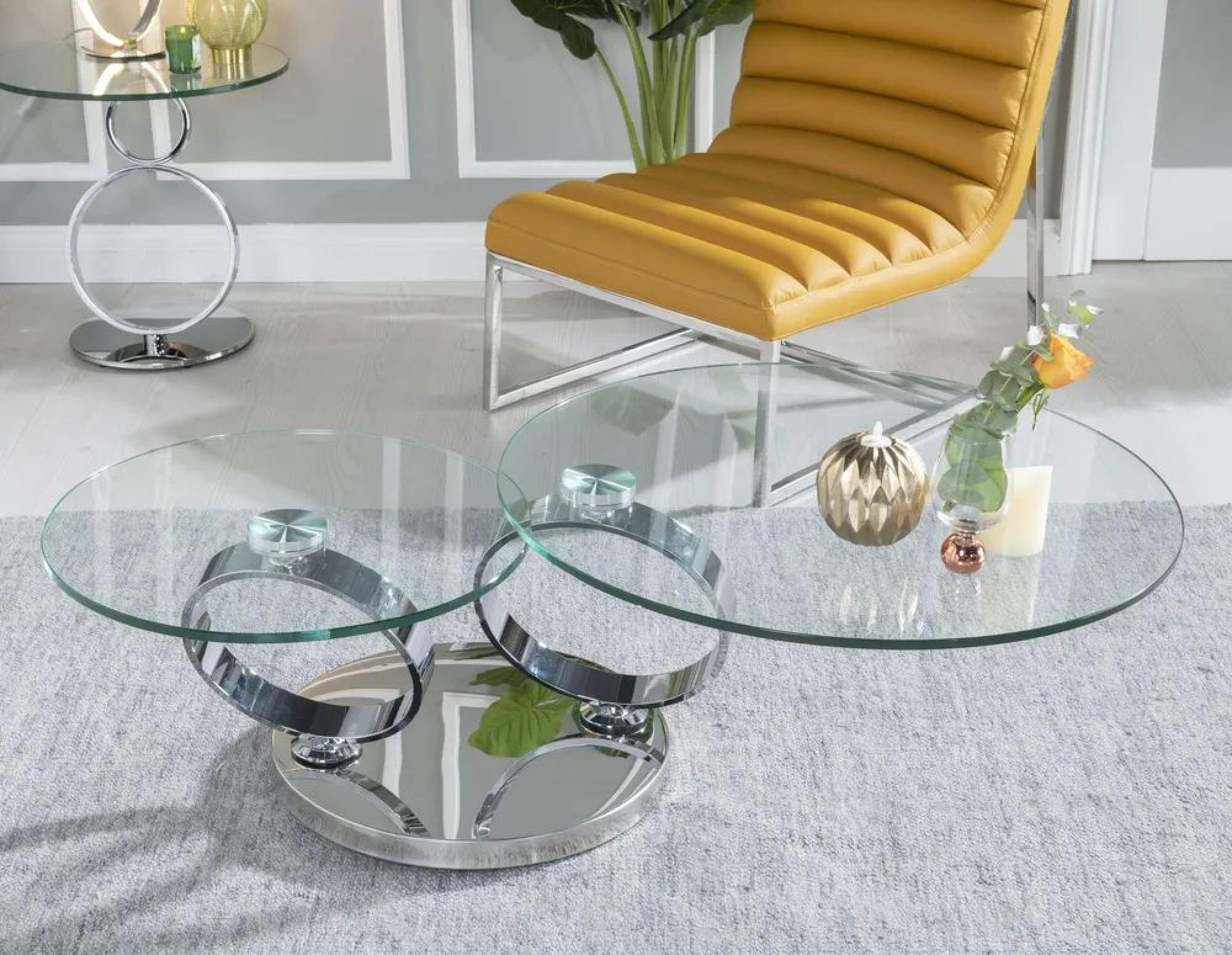 Circles Swivel Glass Top Round Coffee Table