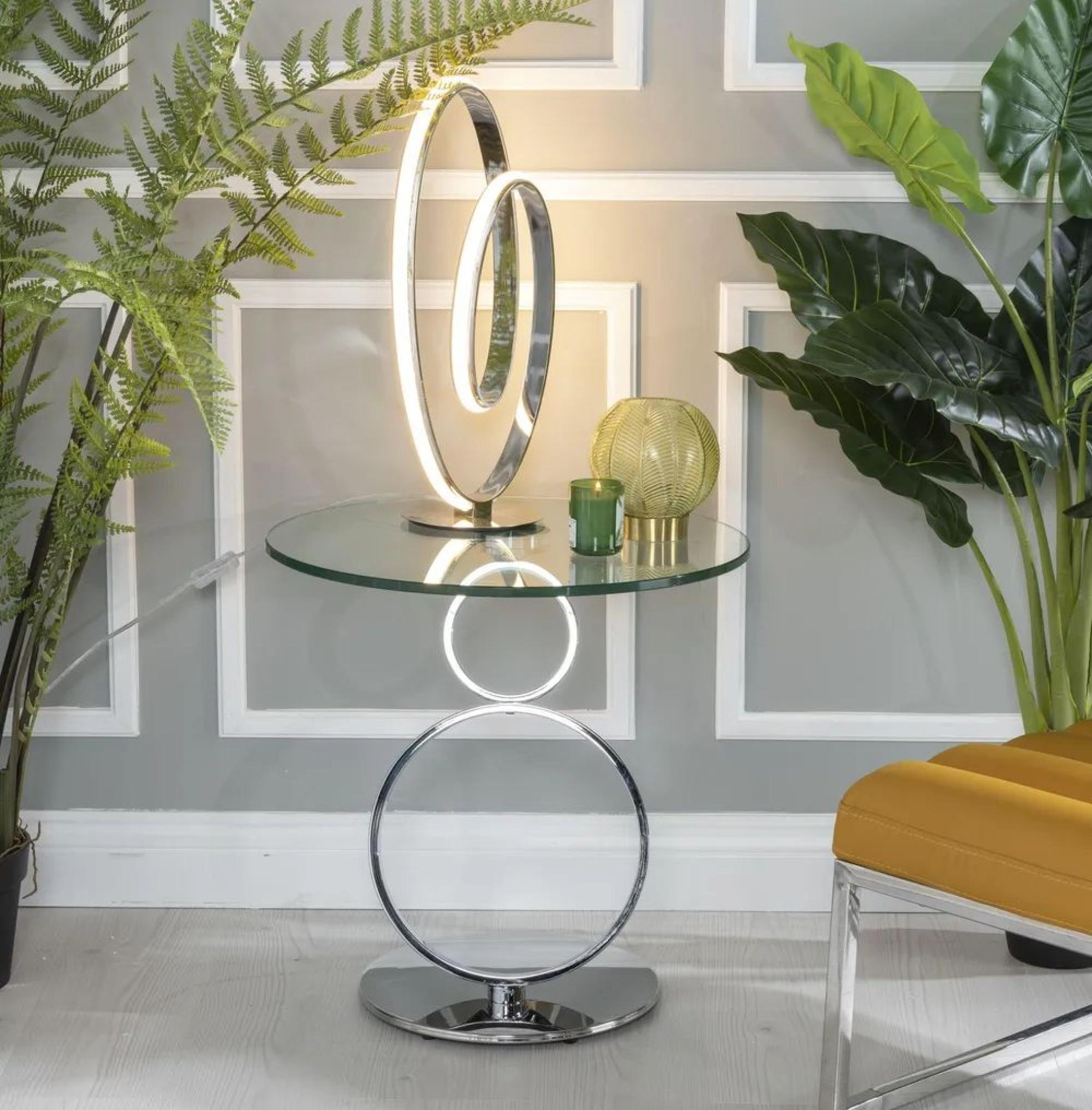 Circles Glass Top Round Side Table