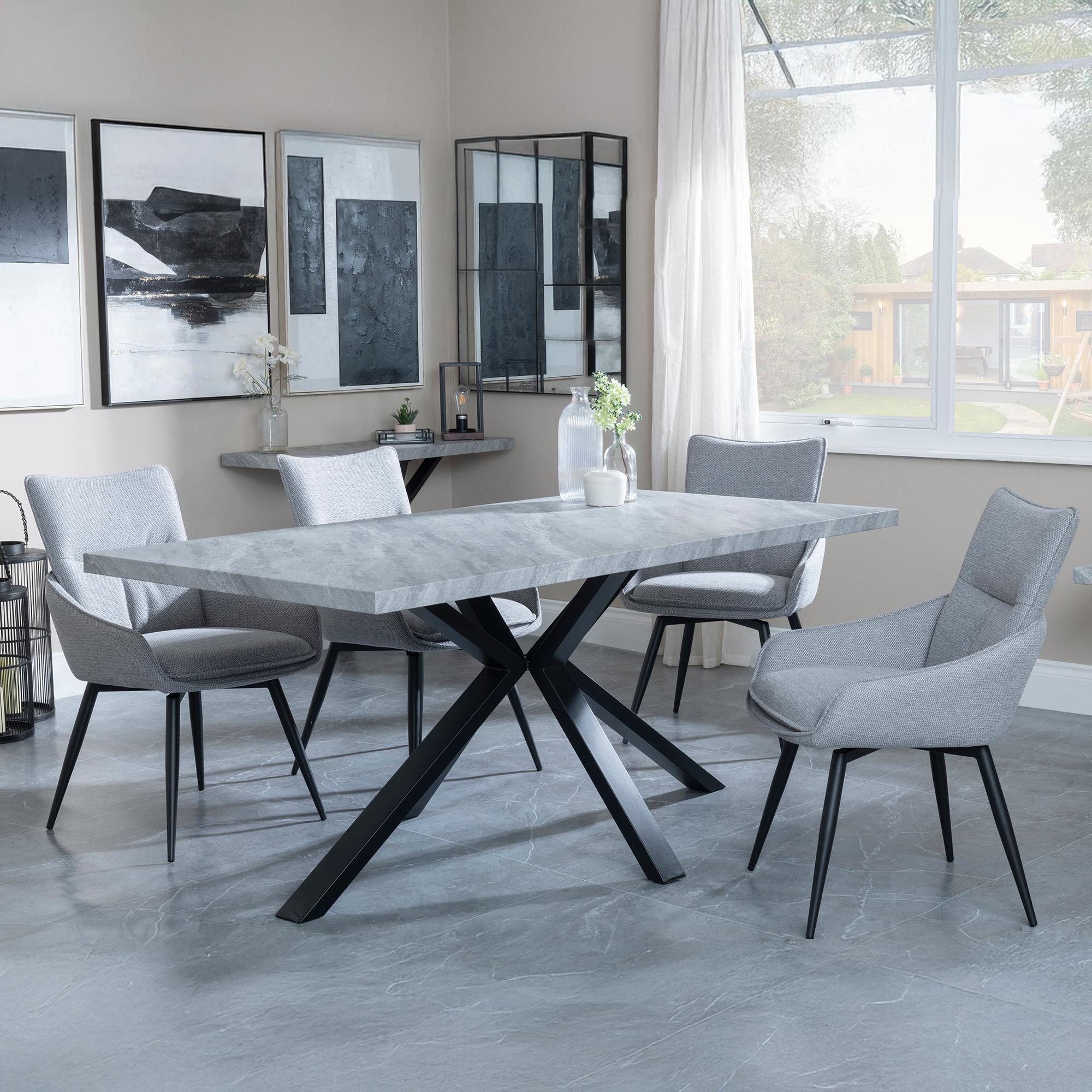 Ace Grey Fabric Swivel Dining Chair Ezra Grey Dining Set with