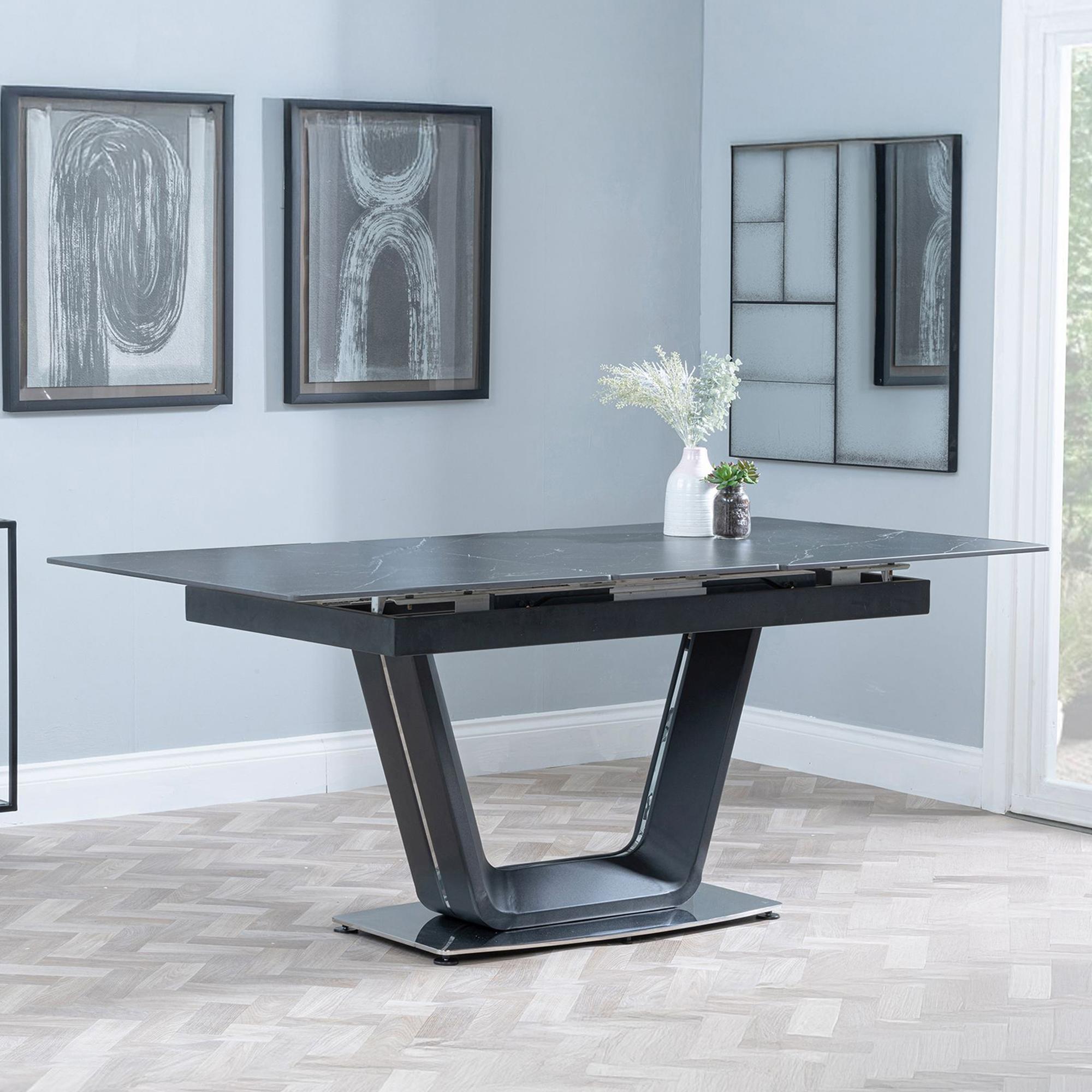 Alpha 4-6 Seater Black Ceramic Extending Dining Table - 140cm-180cm