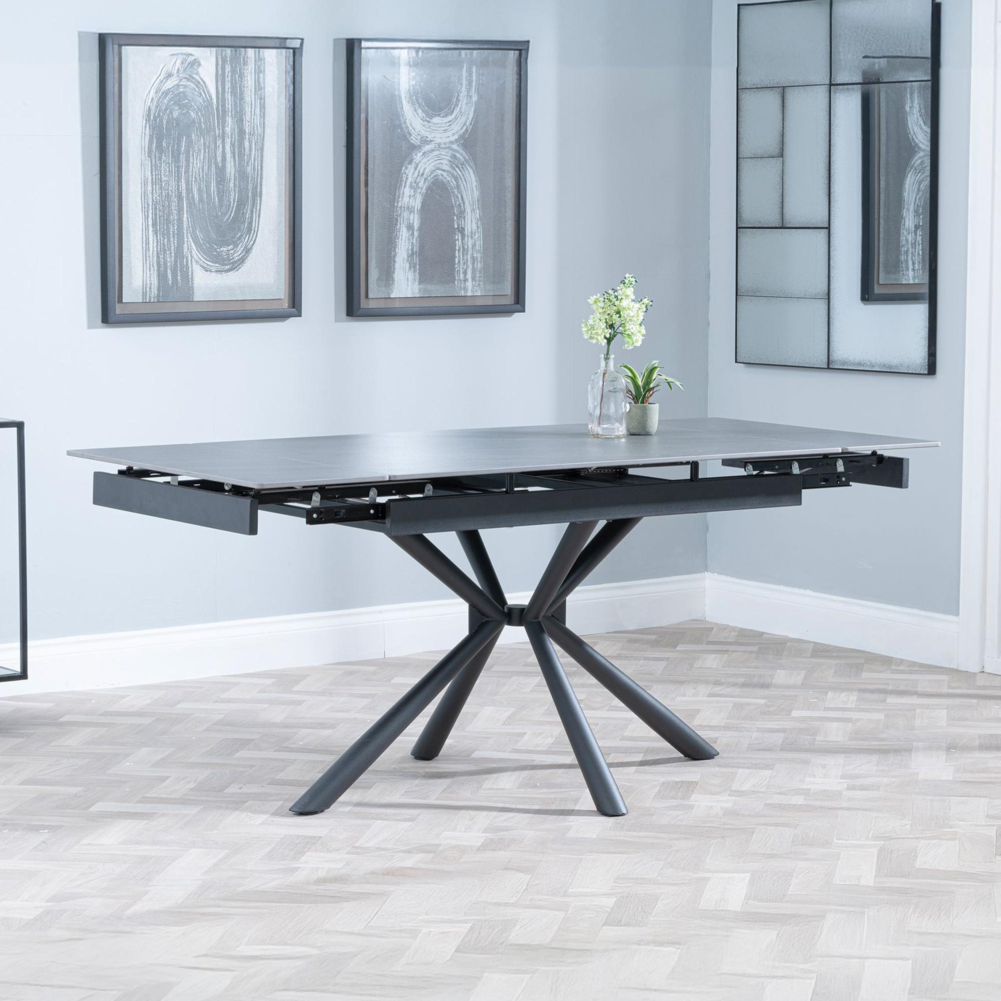 Ripon 4-6 Seater Black Ceramic Extending Dining Table - 120cm-180cm