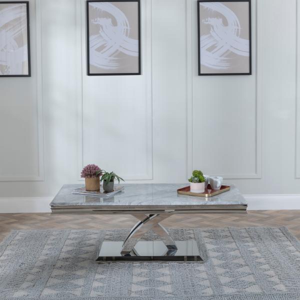Lisbon Grey Marble and Chrome Coffee Table