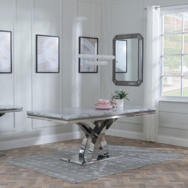 Lisbon Grey Marble and Chrome Dining Table