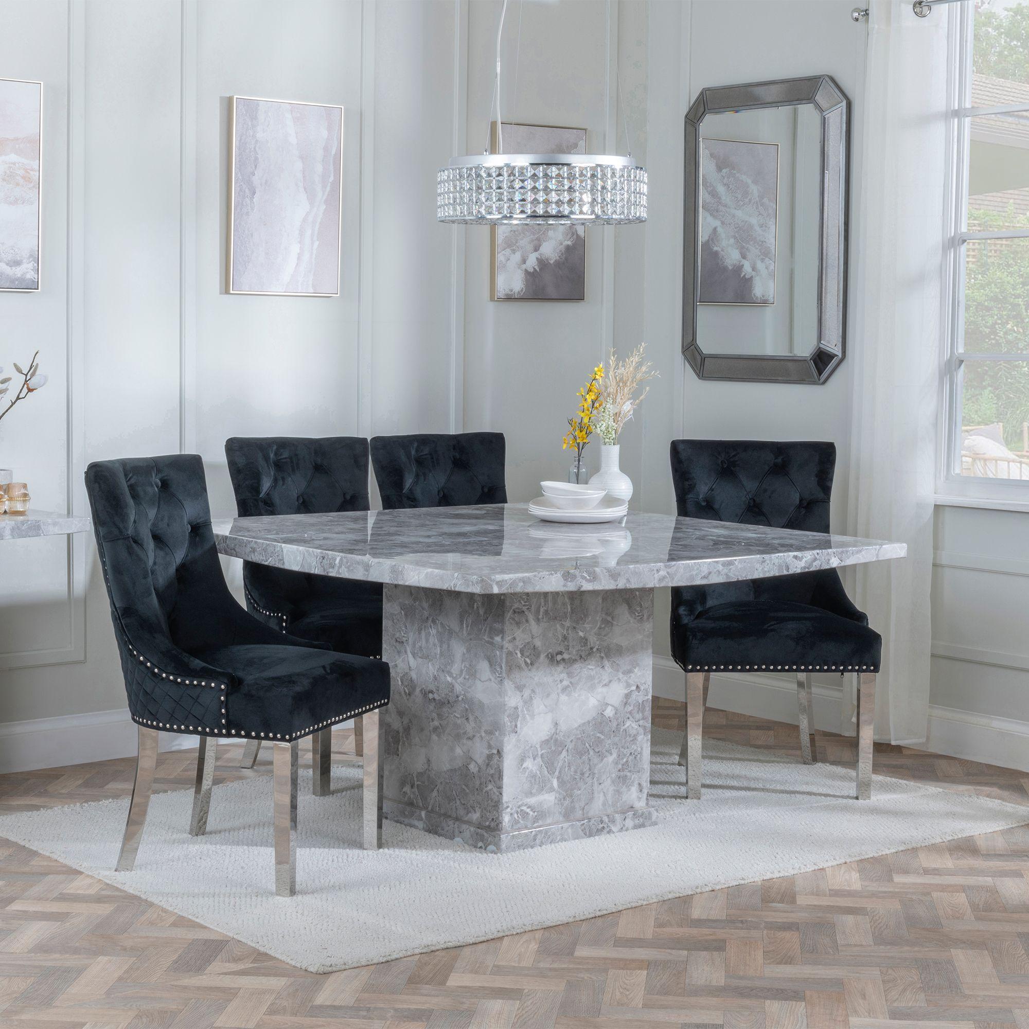 Dark Grey Dining Room Grey Velvet Chair With Chrome Legs Turin