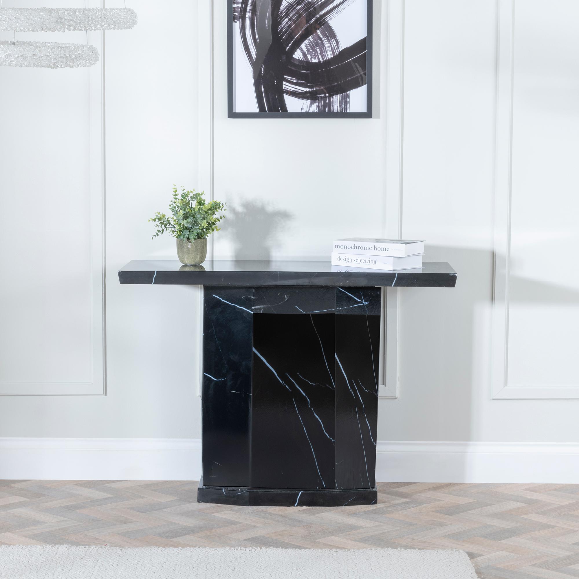 Naples Black Marble Console Table