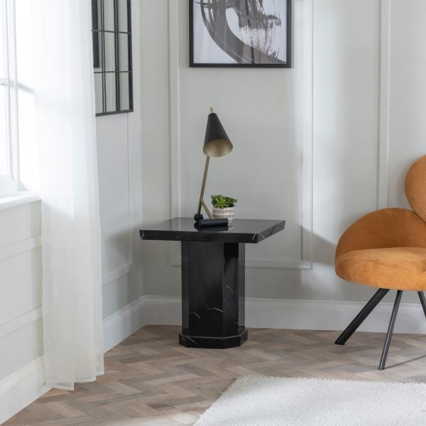 Naples Black Marble Side Table