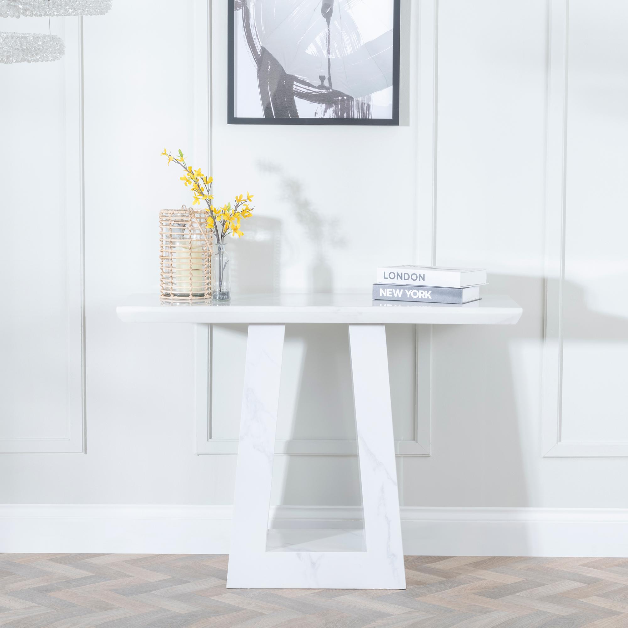 Milan White Marble Console Table