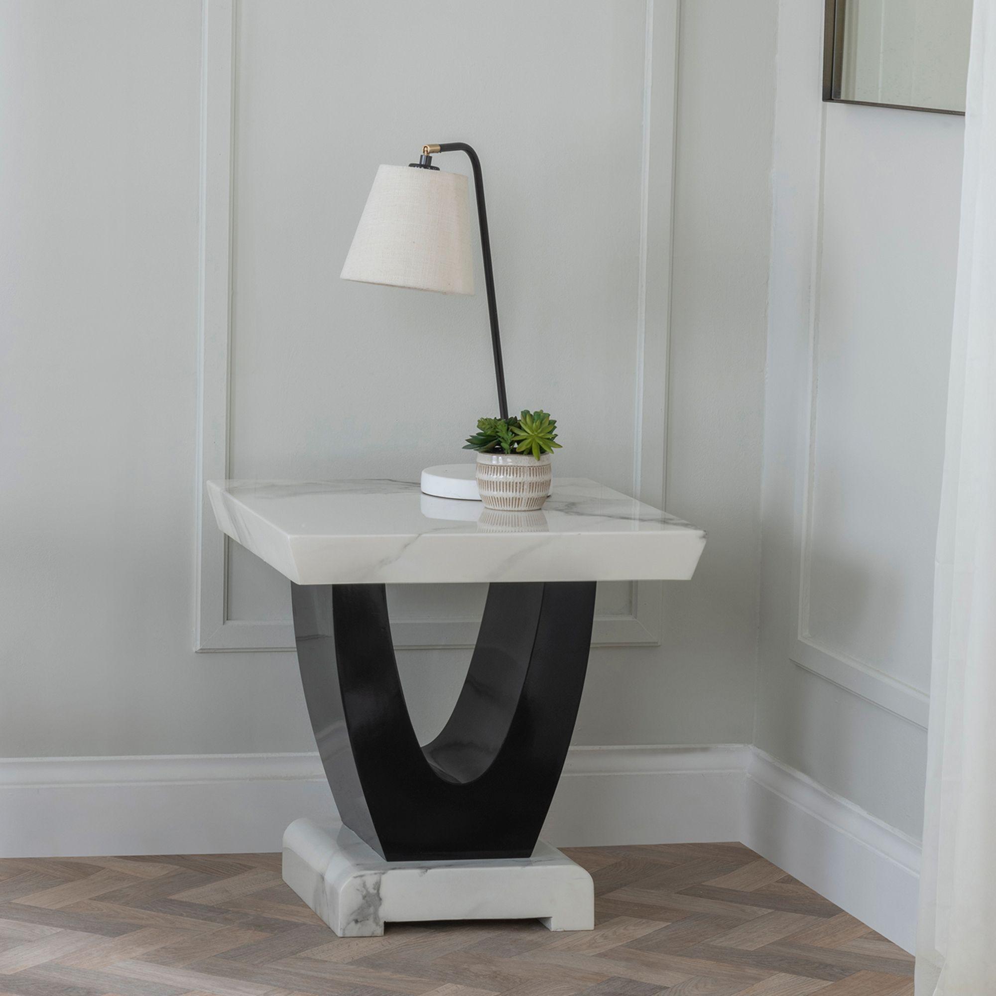 Madrid White Marble Side Table