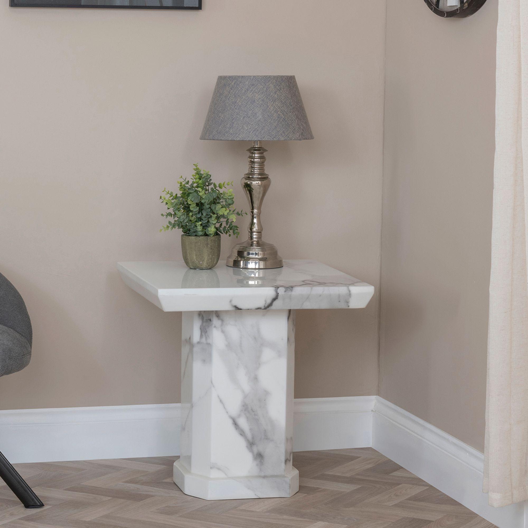Naples White Marble Side Table