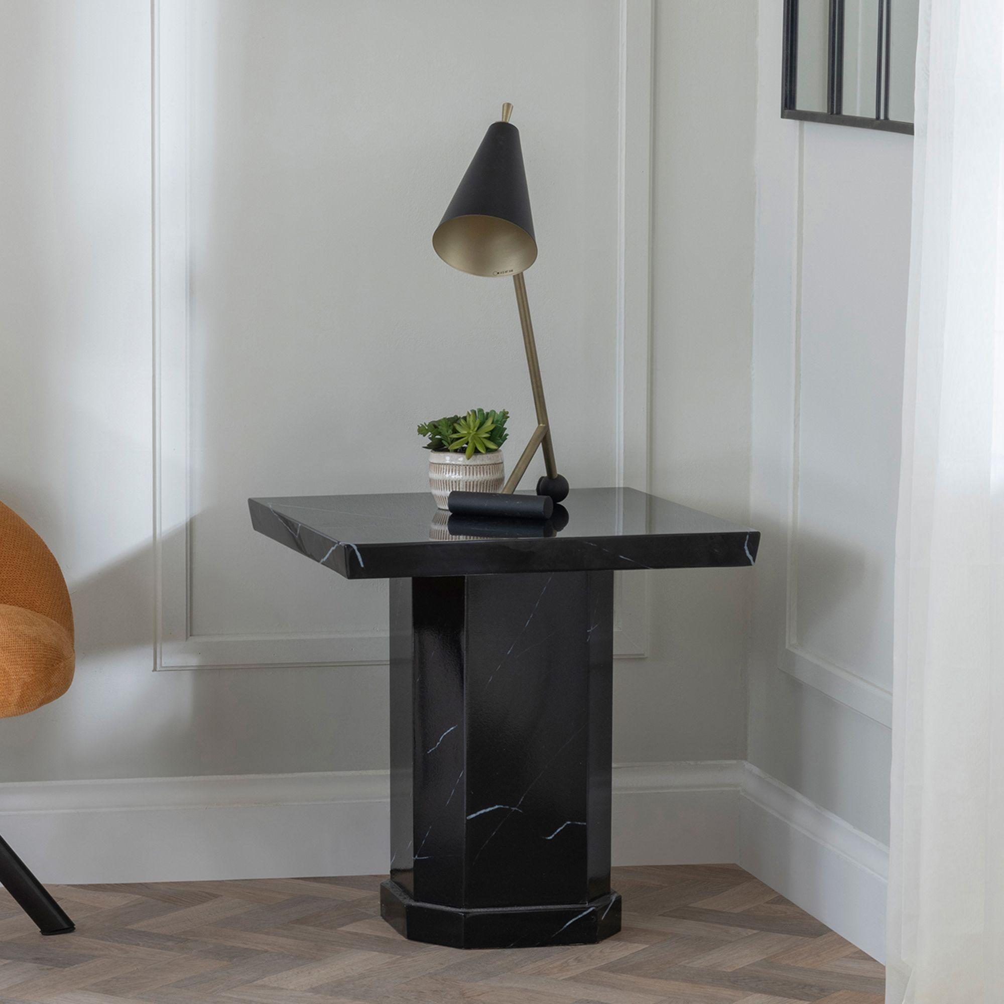 Naples Black Marble Side Table